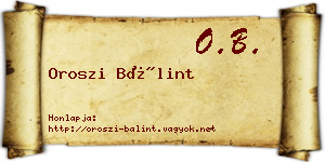 Oroszi Bálint névjegykártya